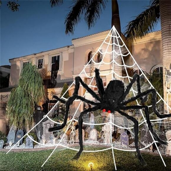 3pcs 212'' Halloween Spider Web 49" Halloween Decorations Stretch Cobweb - Picture 8 of 8